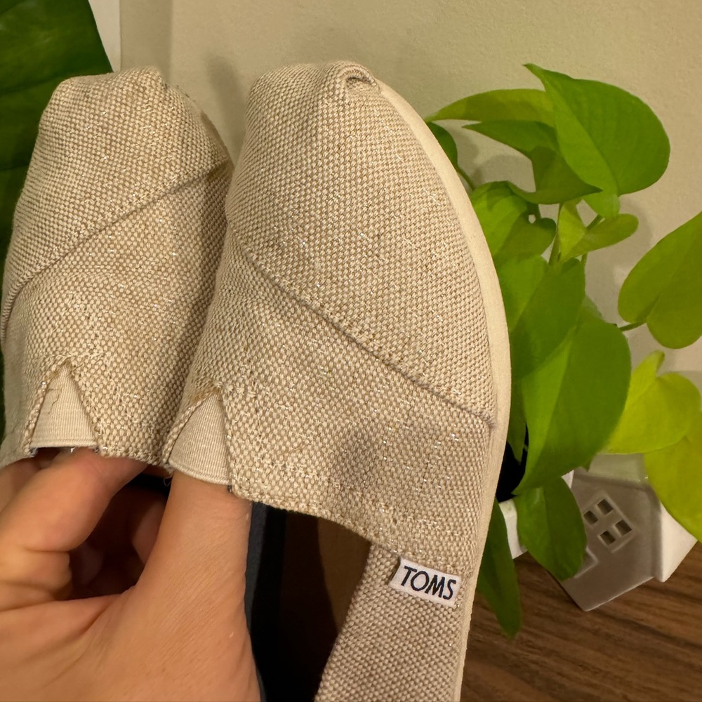 Hemp canvas beige & sparkly Toms